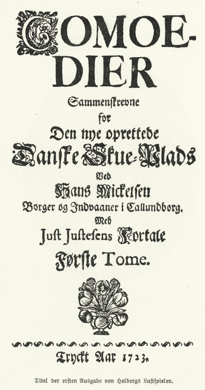 Titelpagina van Deense-Noorse toneelschrijver, filosoof en historicus Ludvig Holberg