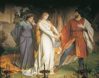 Tristan en Isolde ontmoeten elkaar in het geheim voor de laatste keer, maar hun ontmoeting wordt verraden en koning Mark verwondt Tristan met een vergiftigde speer door German School