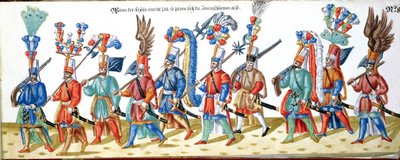 Turkse Janitsaren, uit een verzameling illustraties met betrekking tot het hof van de Ottomaanse sultan, ca. 1600 door German School