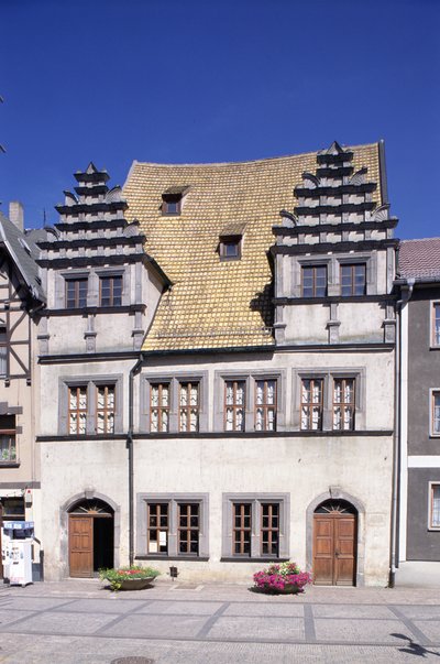 Uitzicht op het huis van Heinrich Schütz door German School