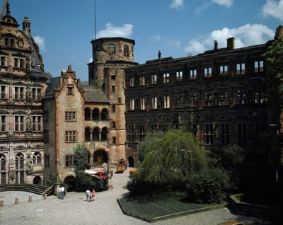 Uitzicht op het kasteel van Heidelberg, gebouwd in de 16e eeuw door German School