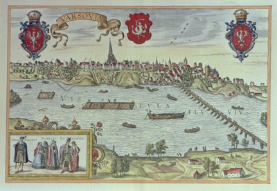 Uitzicht op de stad Warschau aan de rivier de Wisla door German School