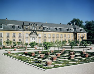 Uitzicht op de oranjerie van de Herrenhausen, aangelegd 1720-23 door German School