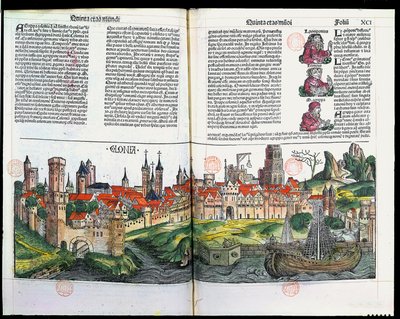 Uitzicht op de stad Keulen, uit de Kroniek van Neurenberg door Hartmann Schedel, 1493 door German School