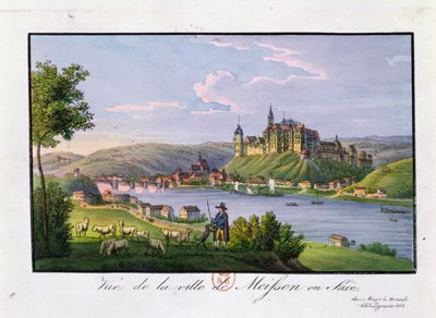 Uitzicht op de stad Meissen, geboorteplaats van Christian Samuel Hannemann door German School