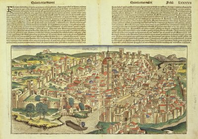 Uitzicht op de ommuurde stad Florence, uit de Neurenberg Kroniek door Hartmann Schedel (1440-1514) 1493 door German School