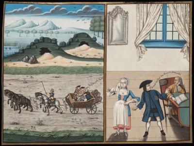 Wagenscène en een geldschieter door German School