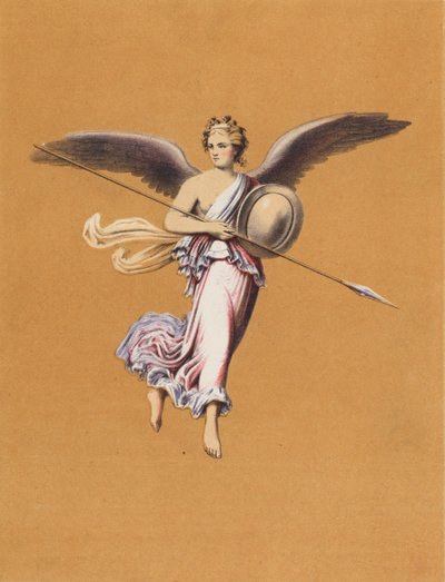 Muurschildering uit Pompeii, Italië (kleurenlitho) door German School