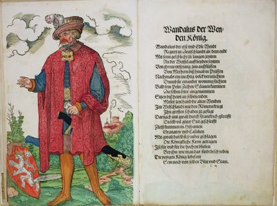 Wandalus, koning van de Wenden, uit De oorsprong van de eerste twaalf oude koningen en prinsen van de Duitse natie, 1543 door German School