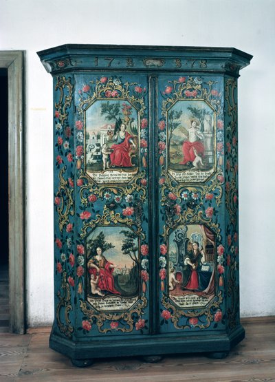 Kast versierd met scènes van de vier seizoenen, 1778 door German School