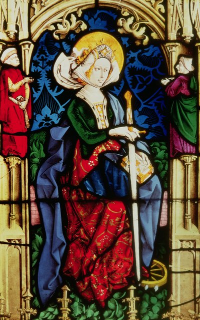 Raam met afbeelding van St. Catharina, uit Partenheim, ca. 1440 door German School