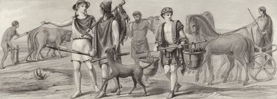 Werk en beroepen in het oude Griekenland. Illustratie voor Bilder-Atlas door German School