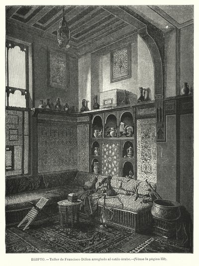 Werkplaats van Francis Dillon, versierd in Arabische stijl (litho) door German School