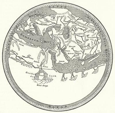 Wereldkaart van de Arabische geograaf en cartograaf Muhammad al-Idrisi door German School