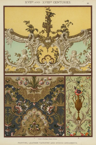 XVIIe en XVIIIe Eeuwen, Schilderij, Leren Wandtapijt en Stucwerk Ornamenten door German School