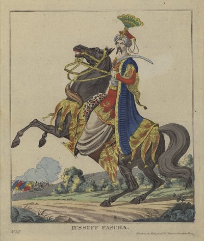 Yusuf Pasha, Ottomaanse generaal (gekleurde gravure) door German School