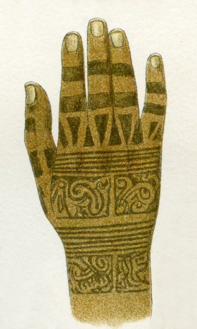 Voorbeeld van Dayak handtattoo ontwerpen, Borneo, 1894 door German School