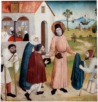 Sint Giles verdeelt zijn eigendom onder de armen door German master.