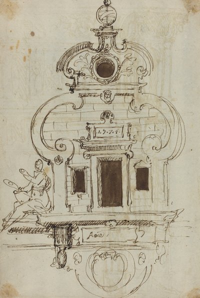 Wandmonument met een Armillairsfeer (verso) door German or Austrian 16th Century