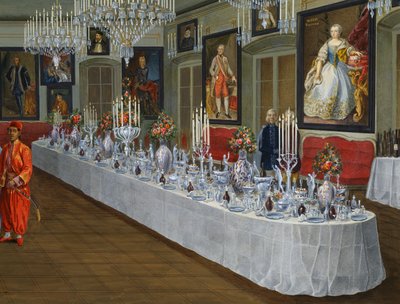 De eetkamer met serie portretten van Habsburgse keizers, Villa Lazarovich, Triëst-residentie van Maximiliaan van Habsburg (1832-1867) door Germano Prosdocimi