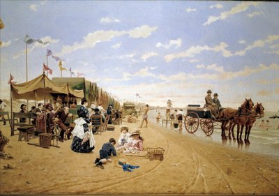 Sanlucar strand,19e eeuw (olieverfschilderij) door Germán Álvarez Algeciras
