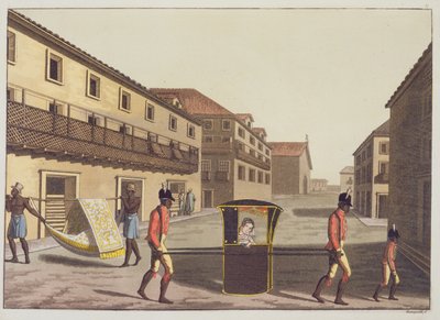 Draagstoelen in St. Sebastian Street door Gerolamo Fumagalli
