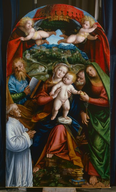 Madonna en Kind en St. Martha, St. Jacobus, St. Jozef en een schenker, ca. 1543 door Gerolamo Giovenone