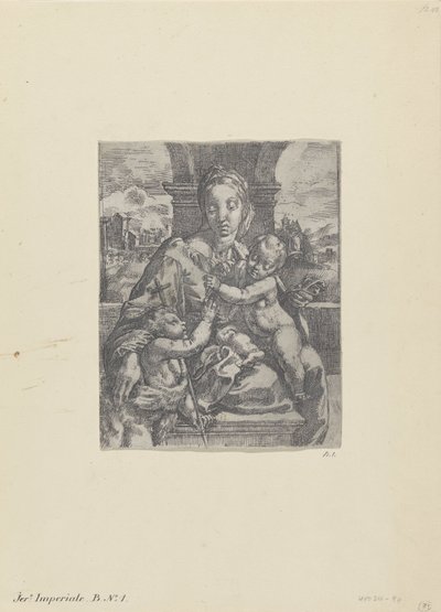Maria met Kind en de jonge Johannes de Doper door Gerolamo Imperiale