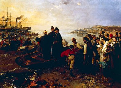 Inscheping van de duizend in Quarto, circa 1860, door Gerolamo Induno door Gerolamo Induno