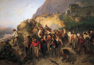 Garibaldi gewond bij Aspromonte, door Gerolamo Induno door Gerolamo Induno