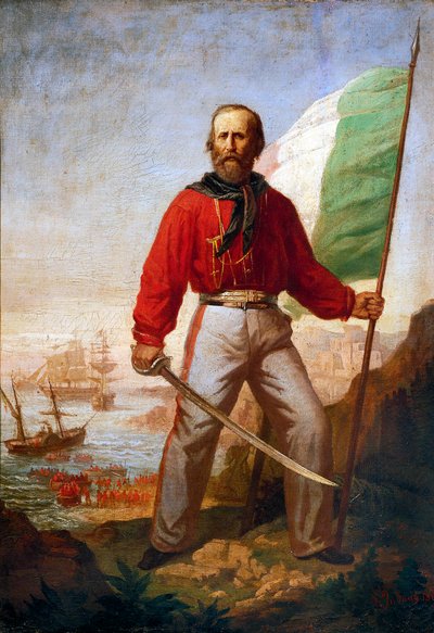 Giuseppe Garibaldi tijdens de landing van de duizend in Marsala door Gerolamo Induno