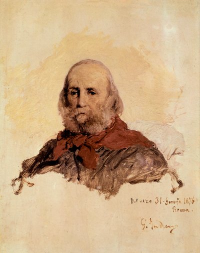 Italiaanse eenheid: portret van Giuseppe Garibaldi (1807-1882), Italiaanse patriot door Gerolamo Induno