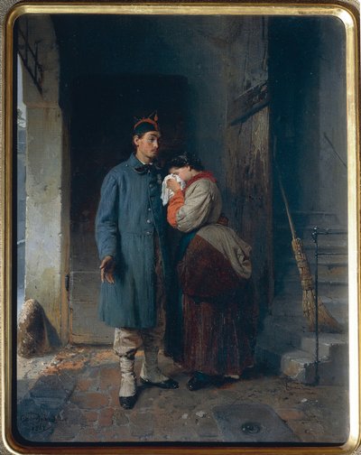 Het vertrek van de dienstplichtigen van 1866 door Gerolamo Induno