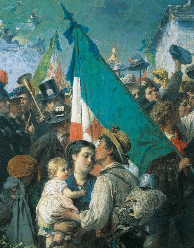Het vertrek van de dienstplichtigen van 1866 door Gerolamo Induno