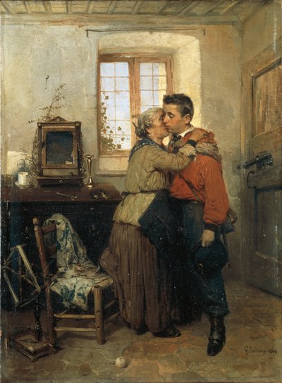 Het vertrek van de Garibaldino door Gerolamo Induno