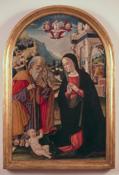 Aanbidding van het Kind, ca. 1490-1525, door Girolamo Benvenuto door Gerolamo di Benvenuto