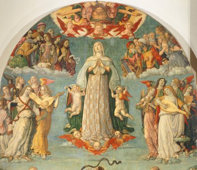 Detail van Hemelvaart van de Maagd door Gerolamo di Benvenuto