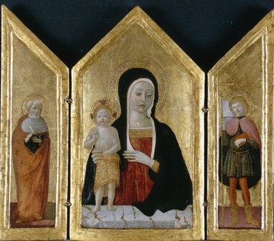 Madonna en Kind met twee Heiligen door Gerolamo di Benvenuto