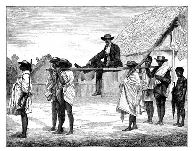 Afrikaanse inboorlingen dragen een blanke man, Afrika door Gerome Staal