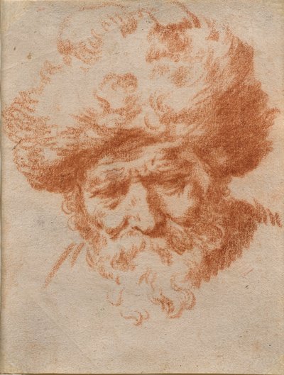 Een allegorie van de winter: Hoofd van een oude man met een bontmuts door Gerrit Adriaensz (attr.to) Berckheyde