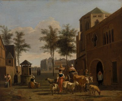 Een uitzicht op Keulen met de kerken van Sint Gereon en Sint Pantaleon, ca. 1670 door Gerrit Adriaensz Berckheyde
