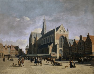 Grote Markt in Haarlem door Gerrit Adriaensz Berckheyde