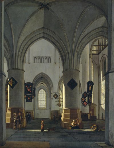 Interieur van de Sint-Bavokerk, Haarlem door Gerrit Adriaensz Berckheyde