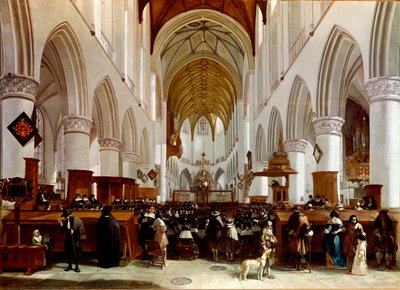 Interieur van een kerk. Schilderij door Gerrit Berckheyde (1638-1698), Nederlandse schilder. Londen, National Gallery door Gerrit Adriaensz Berckheyde
