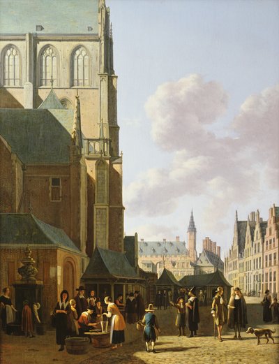 De Grote Markt, Haarlem, kijkend naar het westen door Gerrit Adriaensz Berckheyde