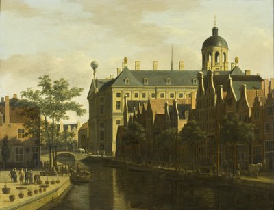 De Nieuwezijds Voorburgwal met de Bloemen- en Bomenmarkt in Amsterdam, ca. 1675 door Gerrit Adriaensz Berckheyde