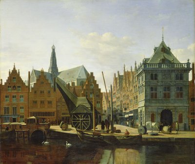 Uitzicht op de Spaarne in Haarlem, 1667 door Gerrit Adriaensz Berckheyde