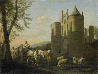 De hoofdpoort van kasteel Egmond door Gerrit Berckheyde