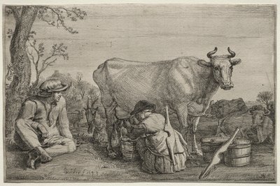 Het melkmeisje door Gerrit Claesz. Bleker