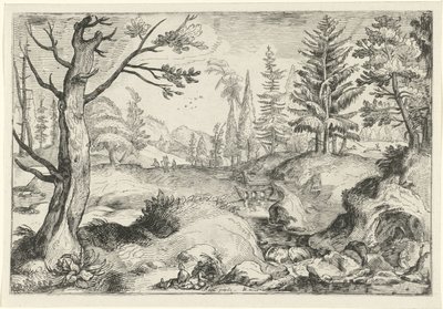 Landschap met beekje door Gerrit Gauw